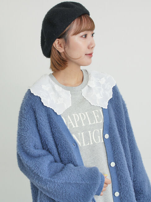 Samansa Mos2「無地・花柄シャギーVネックカーディガン」|カーディガン|