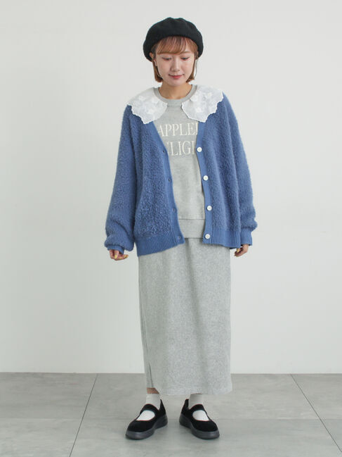 Samansa Mos2「無地・花柄シャギーVネックカーディガン」|カーディガン|