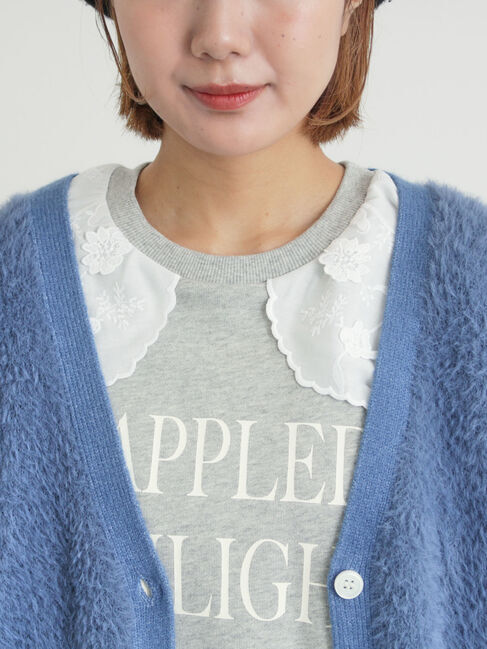 Samansa Mos2「無地・花柄シャギーVネックカーディガン」|カーディガン|