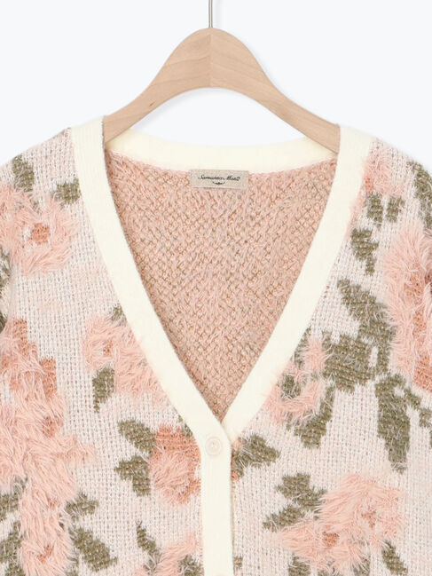 Samansa Mos2「無地・花柄シャギーVネックカーディガン」|カーディガン|