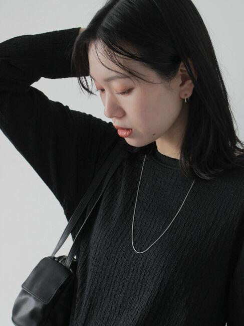 Samansa Mos2 blue「ふくれジャカードクルーネックプルオーバー」|Tシャツ・カットソー|