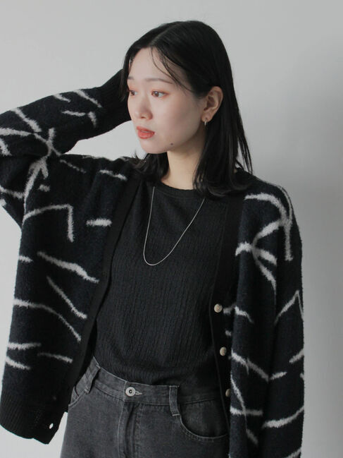 Samansa Mos2 blue「ふくれジャカードクルーネックプルオーバー」|Tシャツ・カットソー|