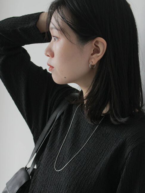 Samansa Mos2 blue「ふくれジャカードクルーネックプルオーバー」|Tシャツ・カットソー|