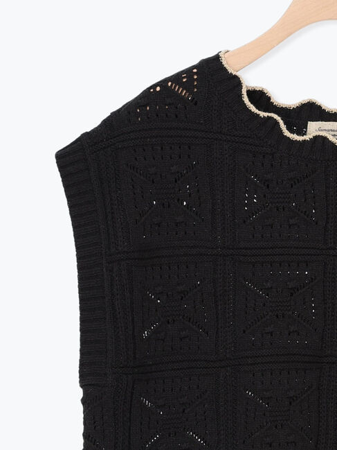 Samansa Mos2「クロシェ風配色ニットベスト」|ダウンベスト・ベスト|
