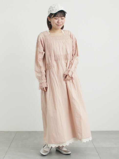 Samansa Mos2「ローズ柄レーススクエアネックワンピース」|ワンピース|