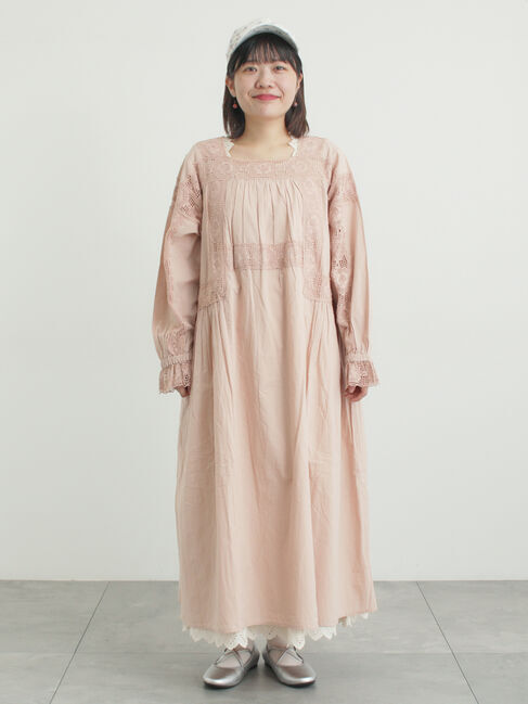 Samansa Mos2「ローズ柄レーススクエアネックワンピース」|ワンピース|