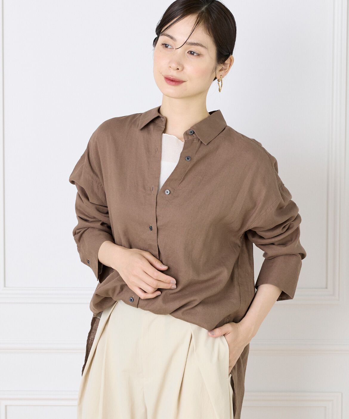 DAY by DAY it&rsquo;s international「オーバーサイズリネンシャツ《FUDGE 7月号掲載商品》」|シャツ・ブラウス|カーキ3