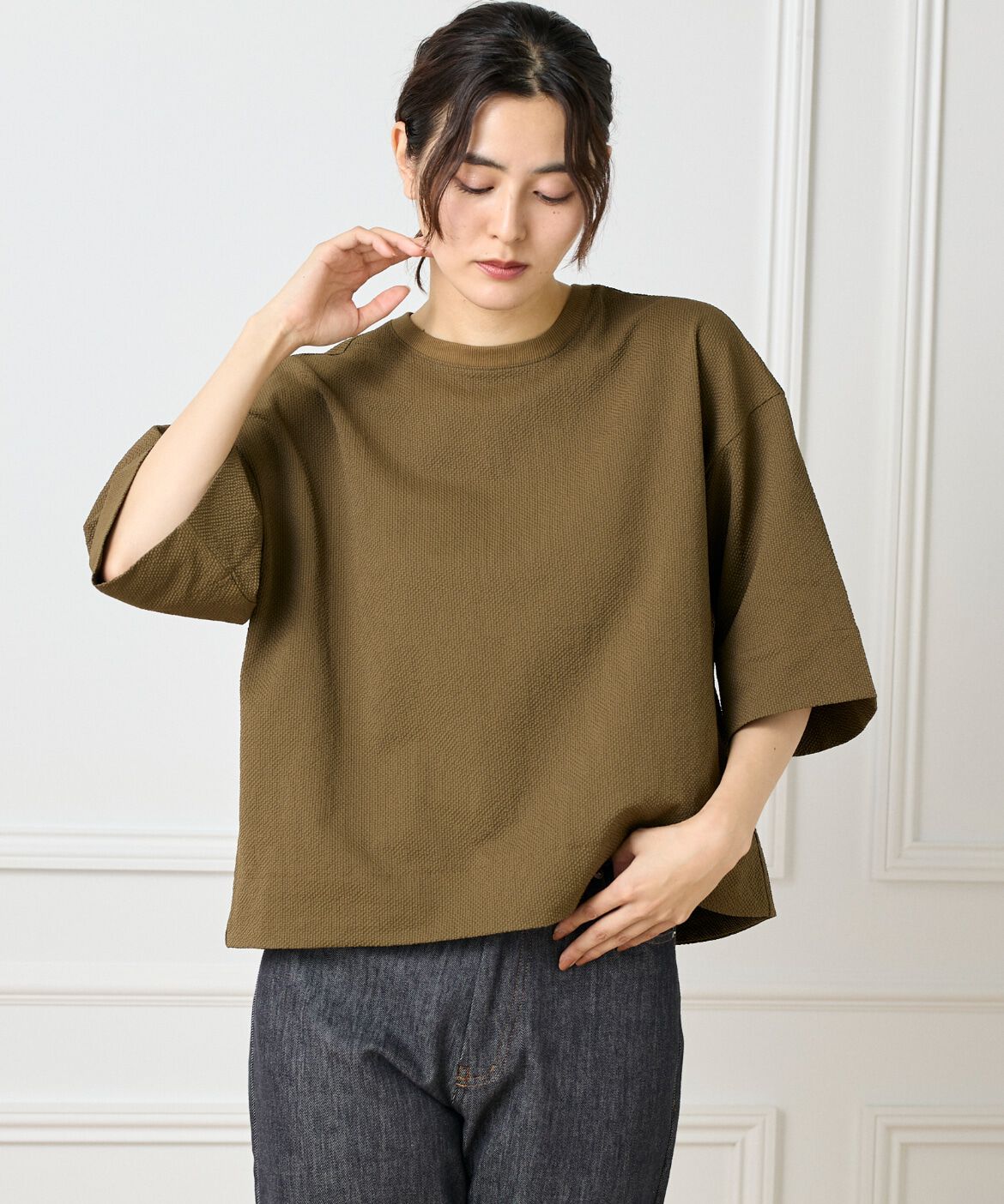 DAY by DAY it&rsquo;s international「バックタックＴブラウス《グランサッカー》」|シャツ・ブラウス|カーキ3