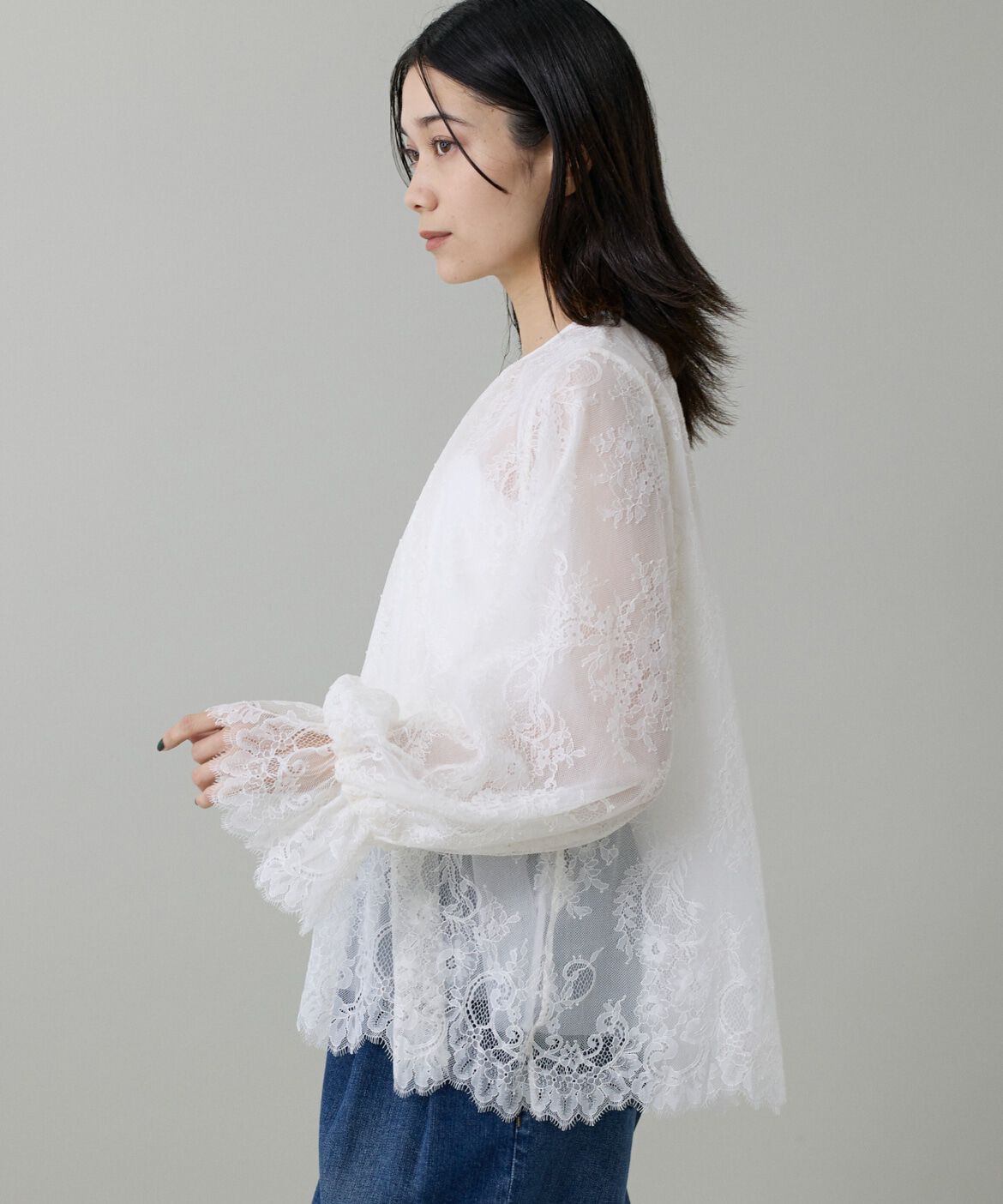 INED「《大きいサイズ》レースブラウス」|シャツ・ブラウス|