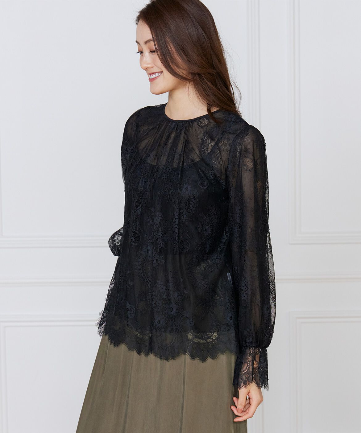 INED「《大きいサイズ》レースブラウス」|シャツ・ブラウス|