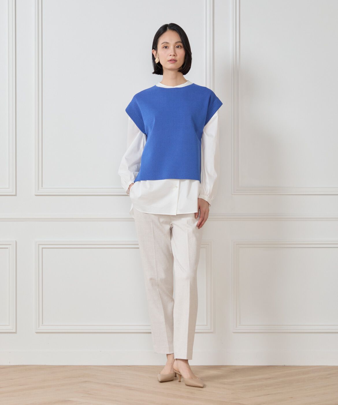 7-IDconcept.「《大きいサイズ》バンドカラーブラウス」|シャツ・ブラウス|