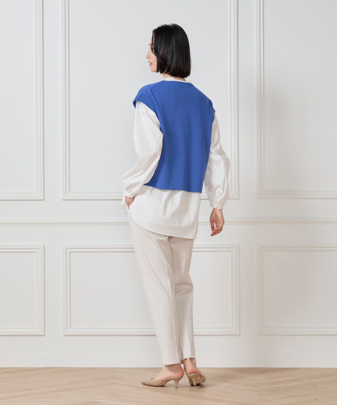 7-IDconcept.「《大きいサイズ》バンドカラーブラウス」|シャツ・ブラウス|