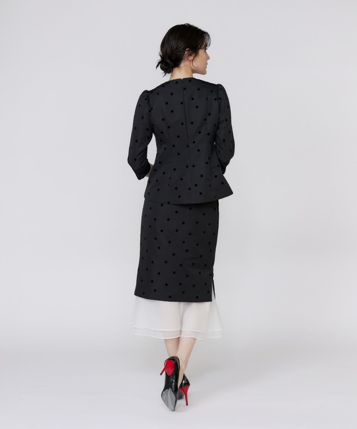 Maglie le cassetto「《M Maglie le cassetto》ドットフロッキーシアー付け衿ブラウス」|シャツ・ブラウス|