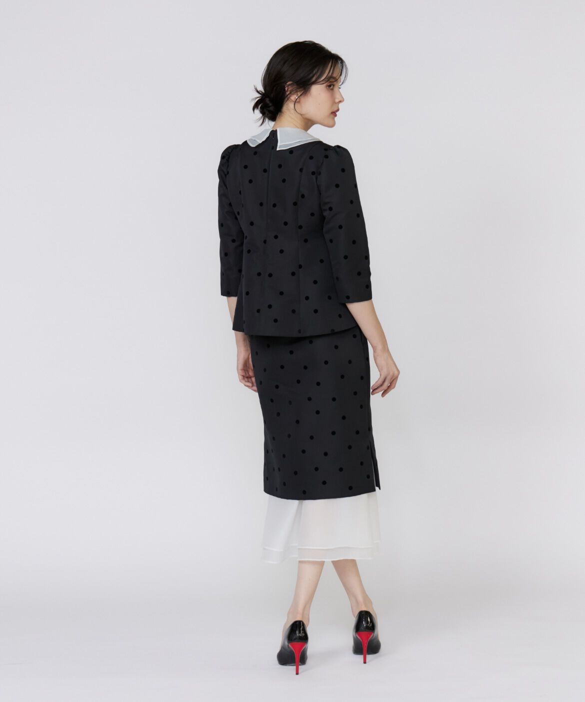 Maglie le cassetto「《M Maglie le cassetto》ドットフロッキーシアー付け衿ブラウス」|シャツ・ブラウス|