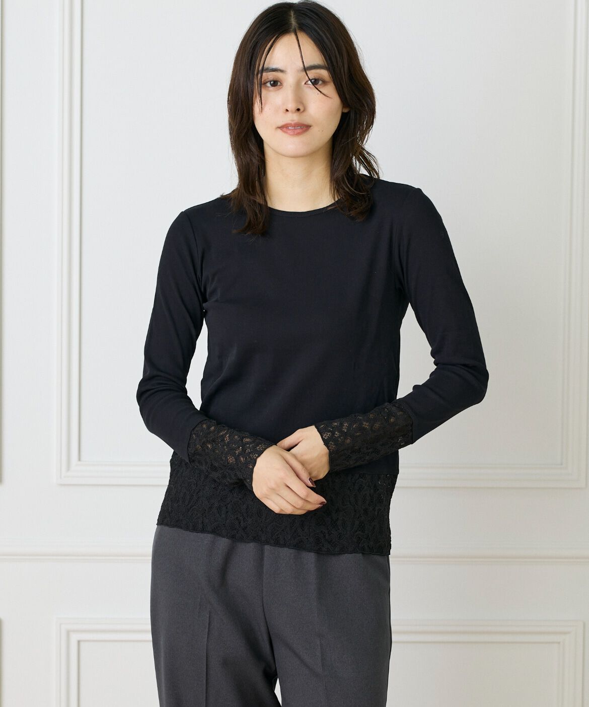 DAY by DAY it&rsquo;s international「レースドッキングクルーネックカットソー」|Tシャツ・カットソー|