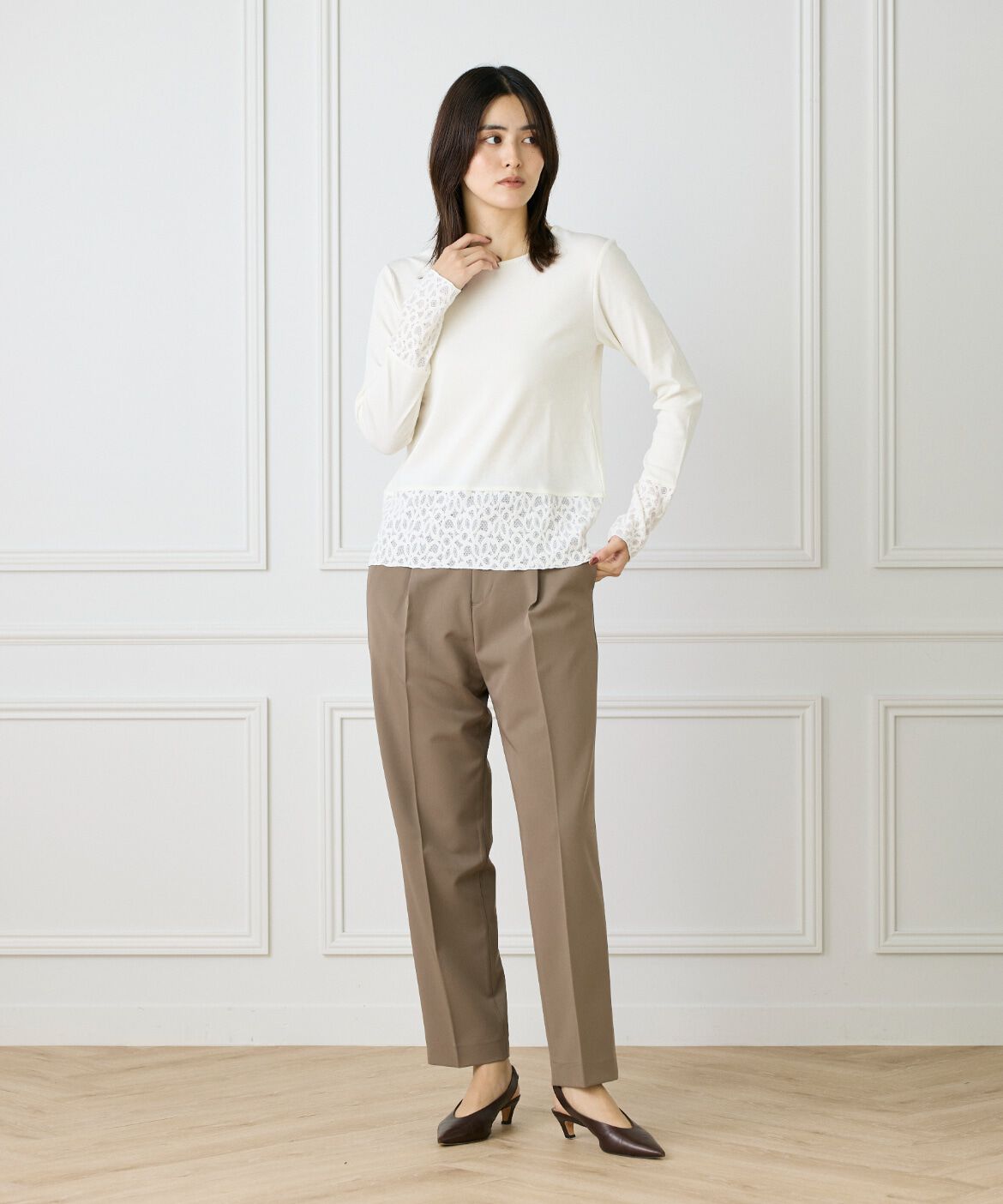 DAY by DAY it&rsquo;s international「レースドッキングクルーネックカットソー」|Tシャツ・カットソー|