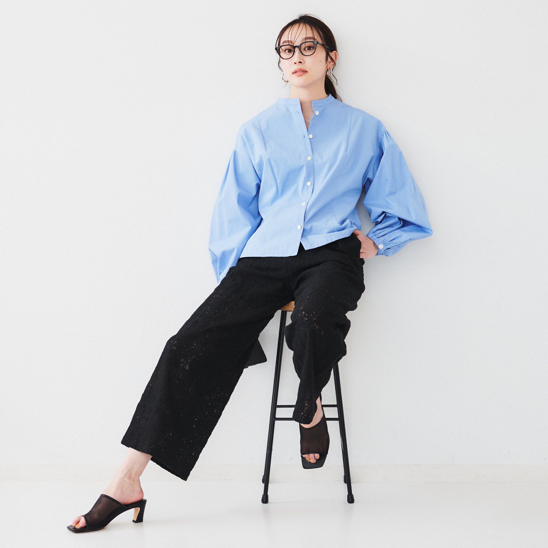 UNTITLED「【体型カバー】タイプライター ボリュームスリーブシャツ」|シャツ・ブラウス|