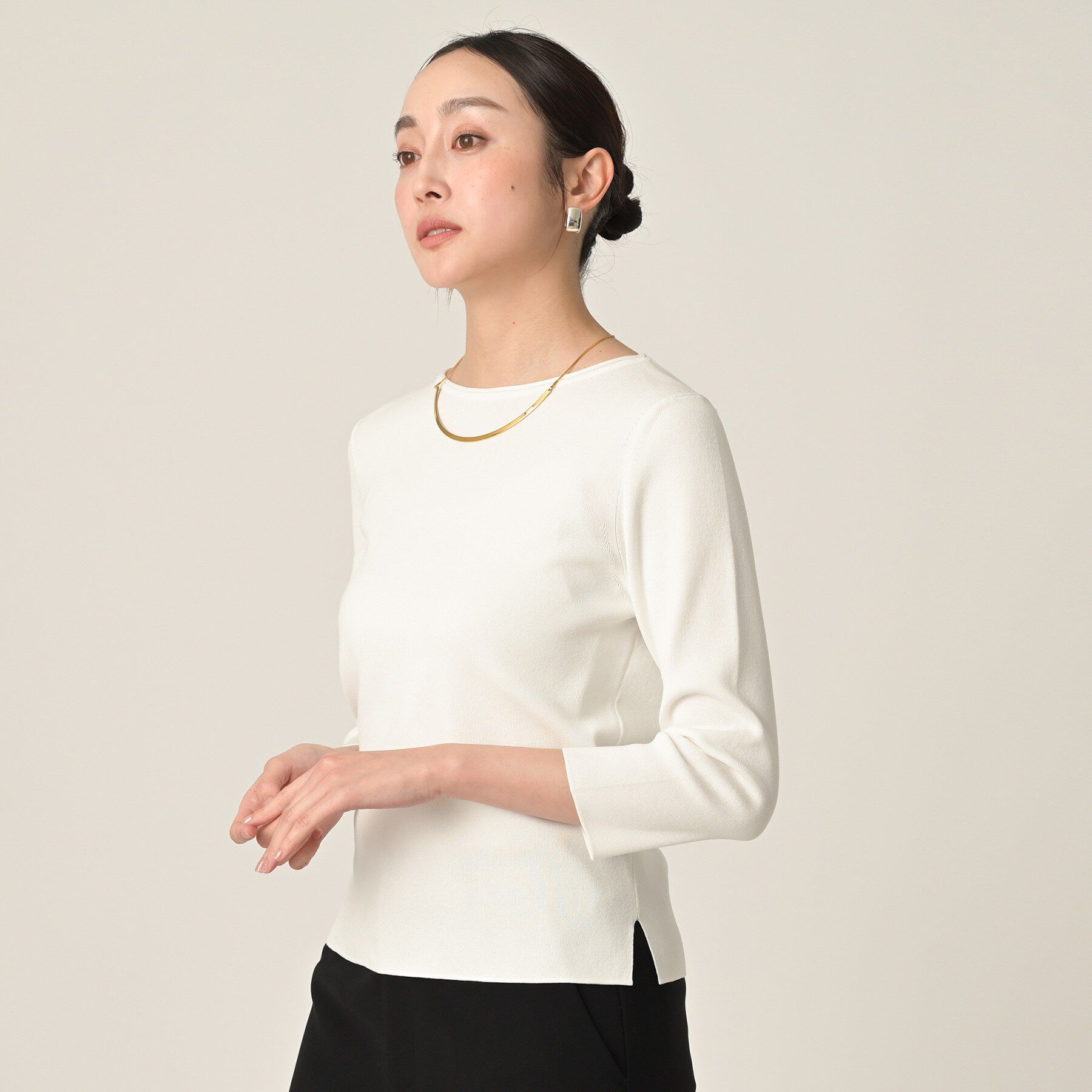 UNTITLED「ボートネックコットンプルオーバー」|ニット・セーター|