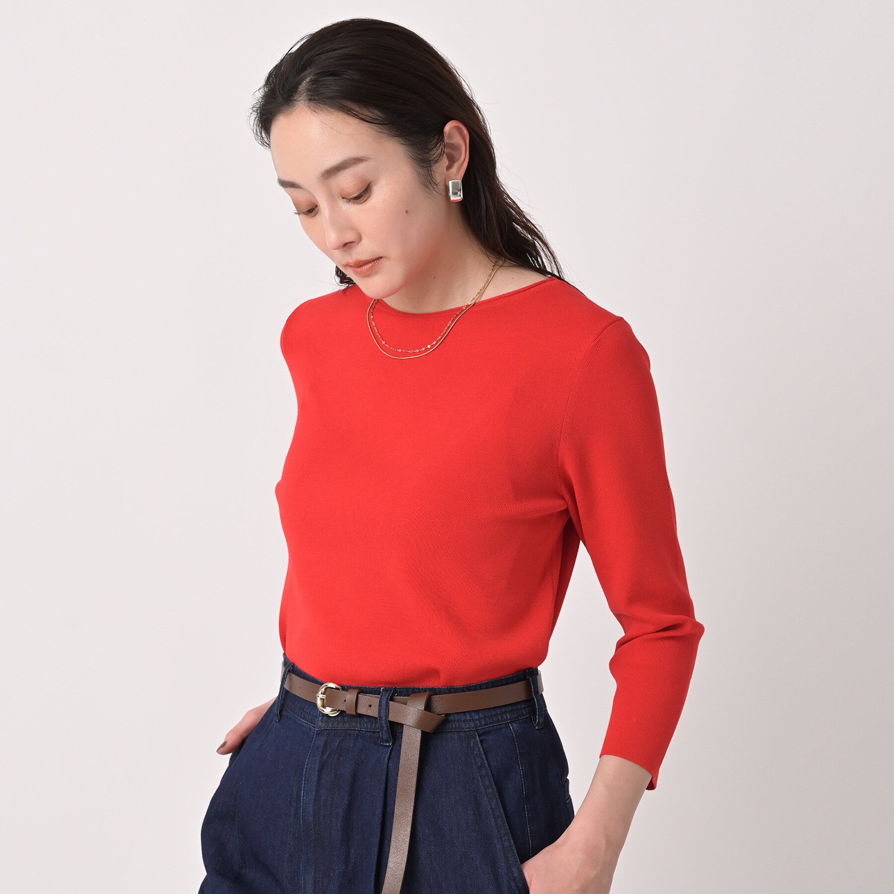 UNTITLED「ボートネックコットンプルオーバー」|ニット・セーター|