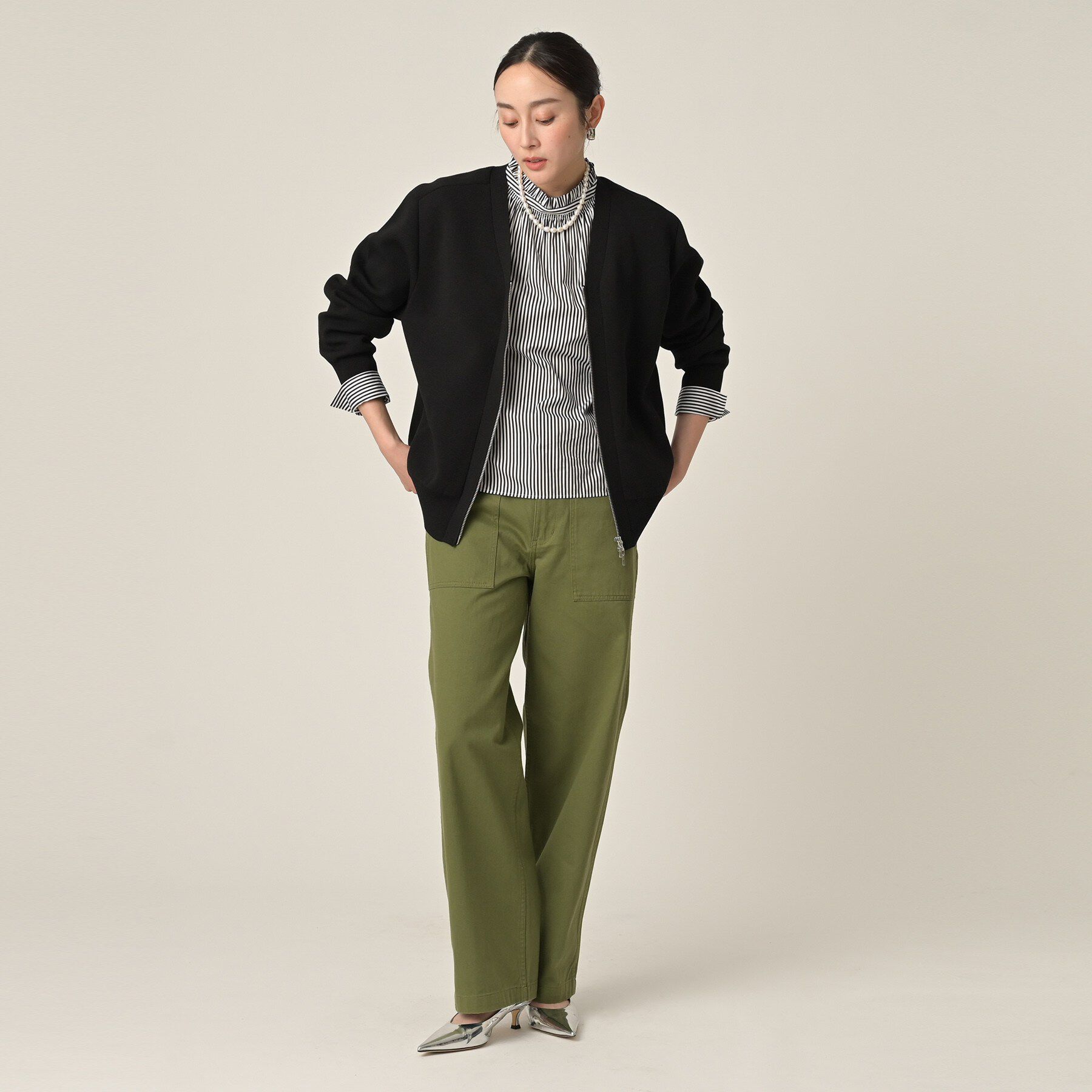 UNTITLED「ジップアップニットカーディガン」|カーディガン|