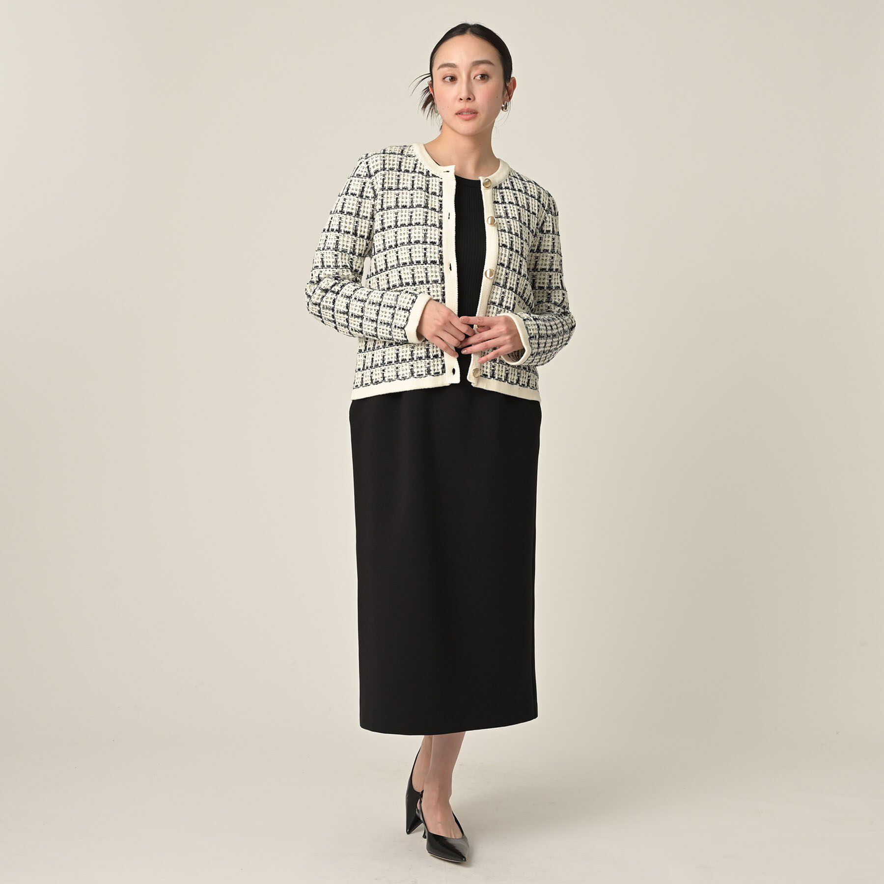 UNTITLED「【TORRAZZO DONNA】ツイードコットンカーディガン」|カーディガン|