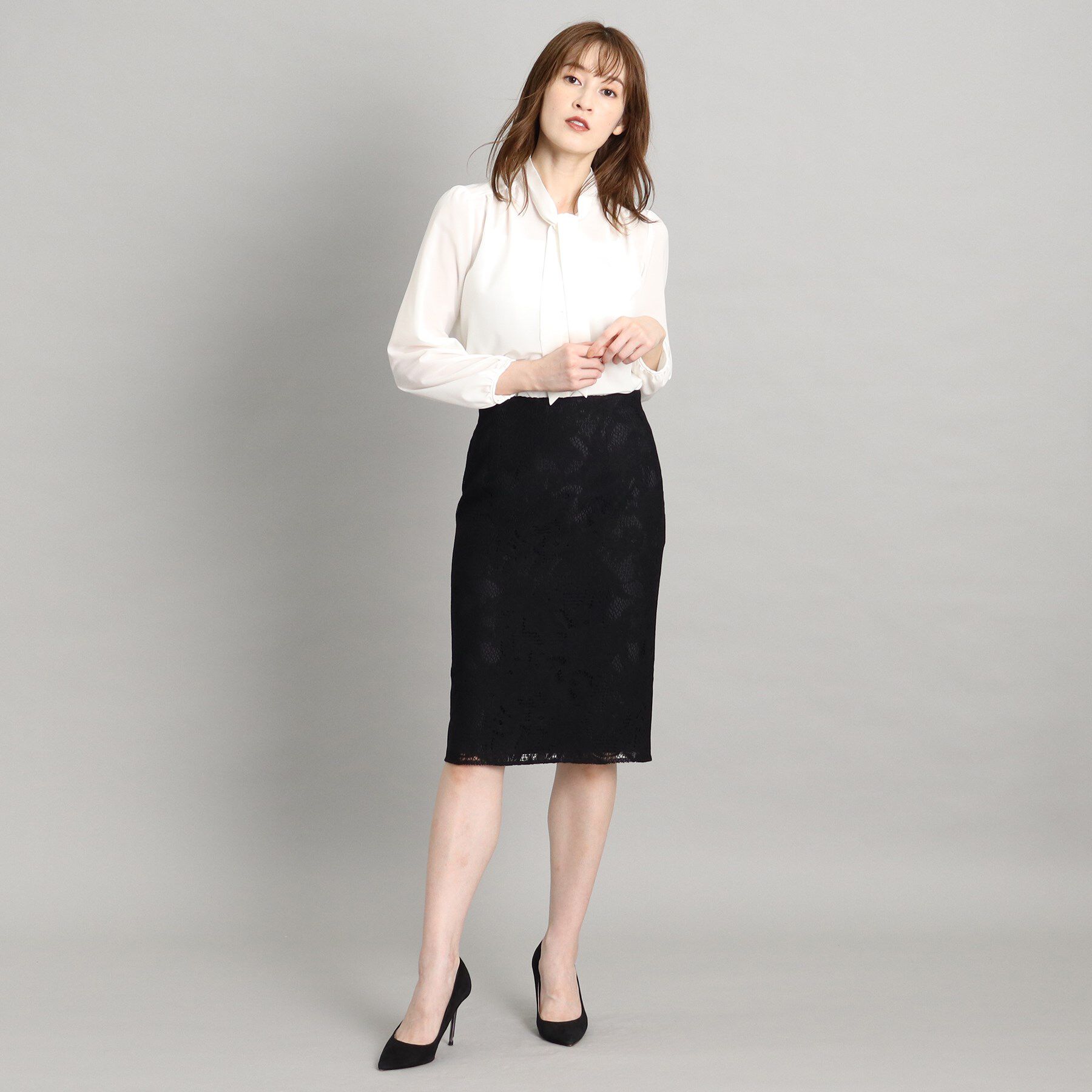 COUP DE CHANCE「【一枚着／ジャケットイン】女性らしい細ボウタイブラウス」|シャツ・ブラウス|