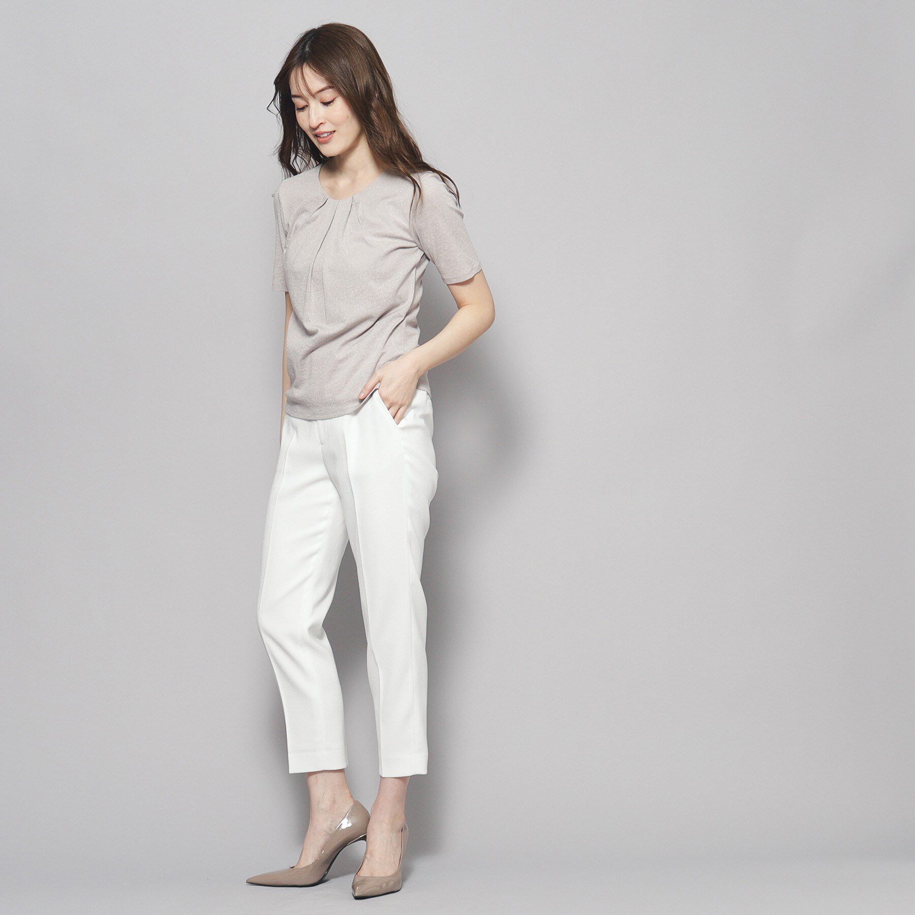 COUP DE CHANCE「【洗える／日本製／ラメ入り】上品ラウンドネックプルオーバー」|Tシャツ・カットソー|