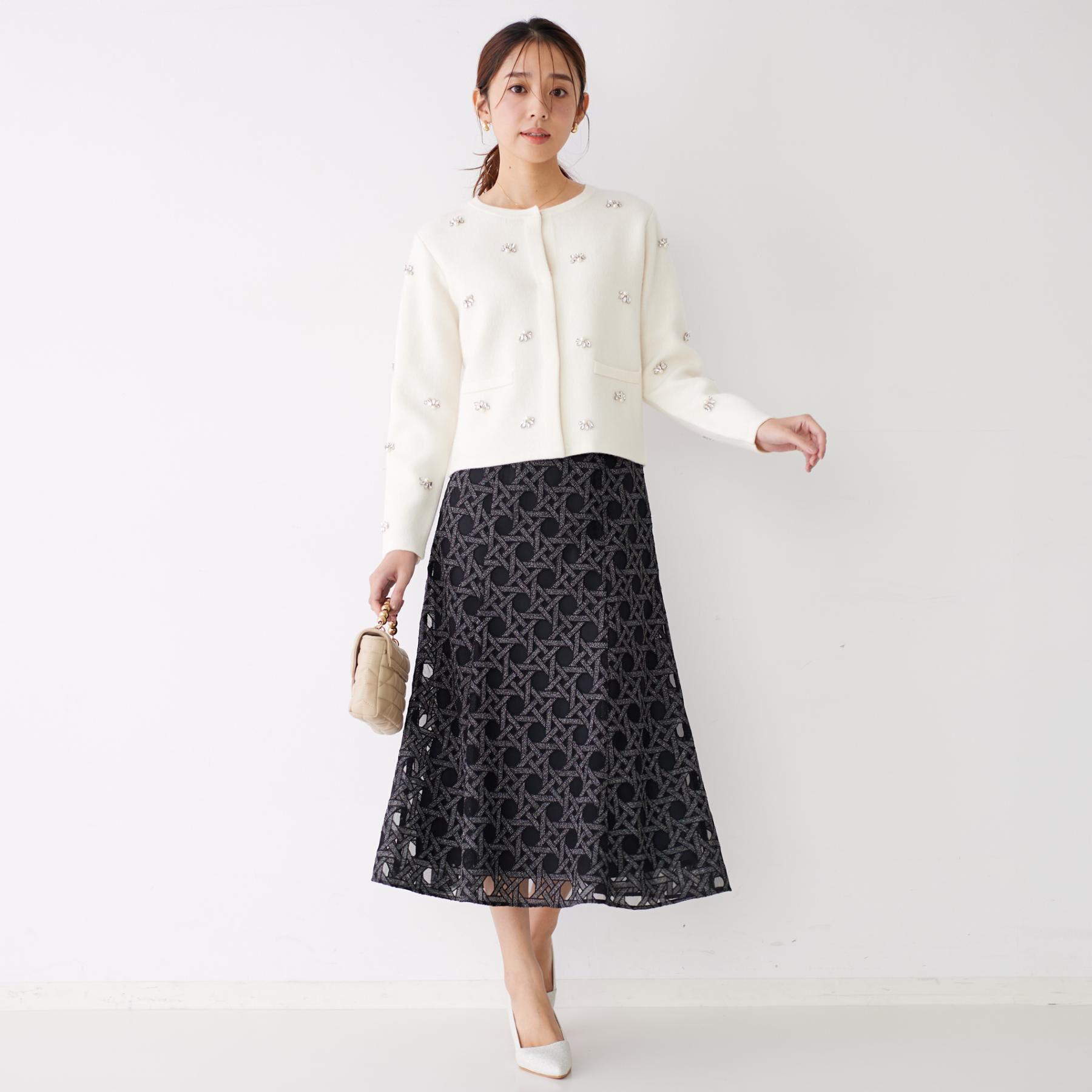 COUP DE CHANCE「【手洗い可】ビジュー付カーディガン」|カーディガン|