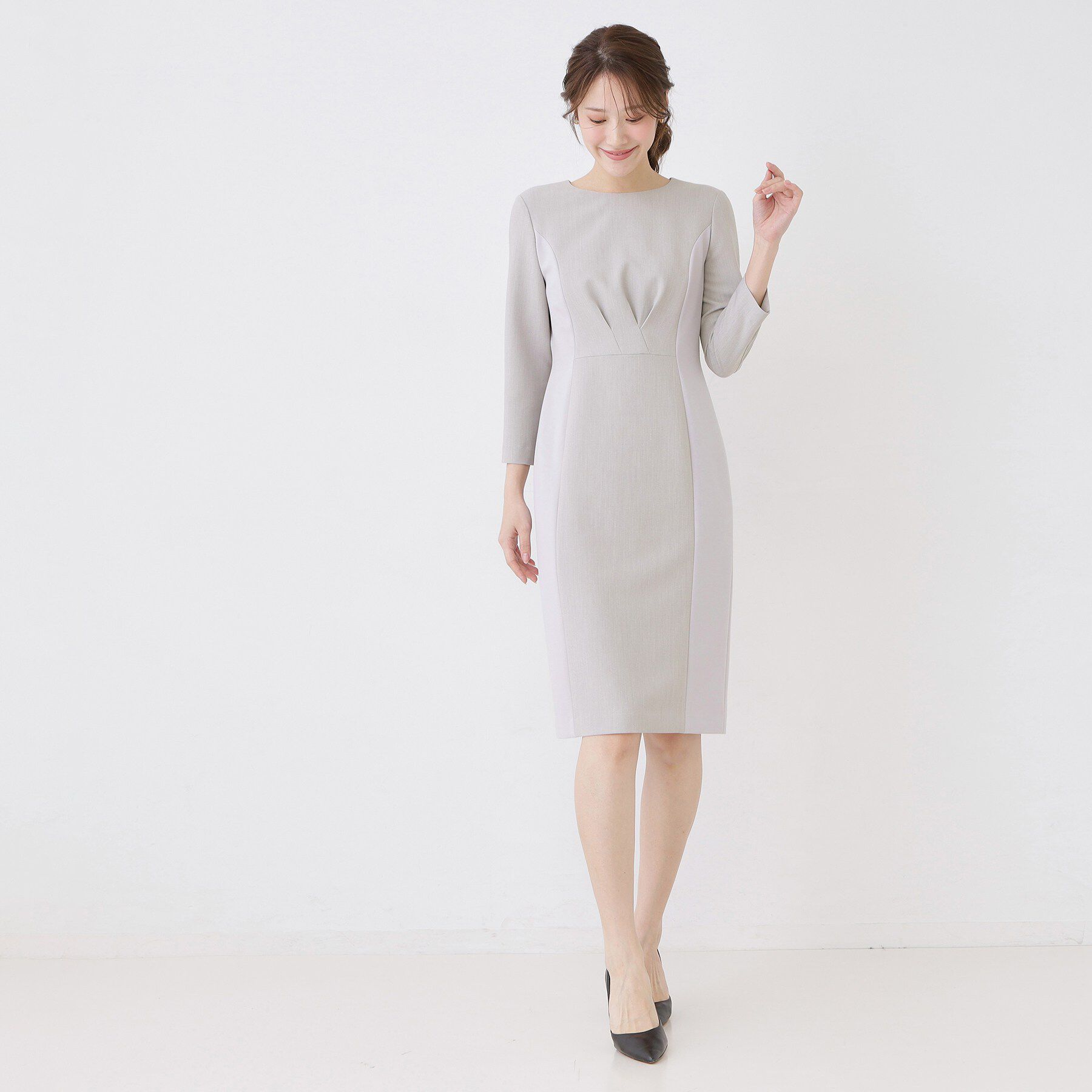 COUP DE CHANCE「【手洗い可／日本製】異素材組み合わせワンピース」|ワンピース|