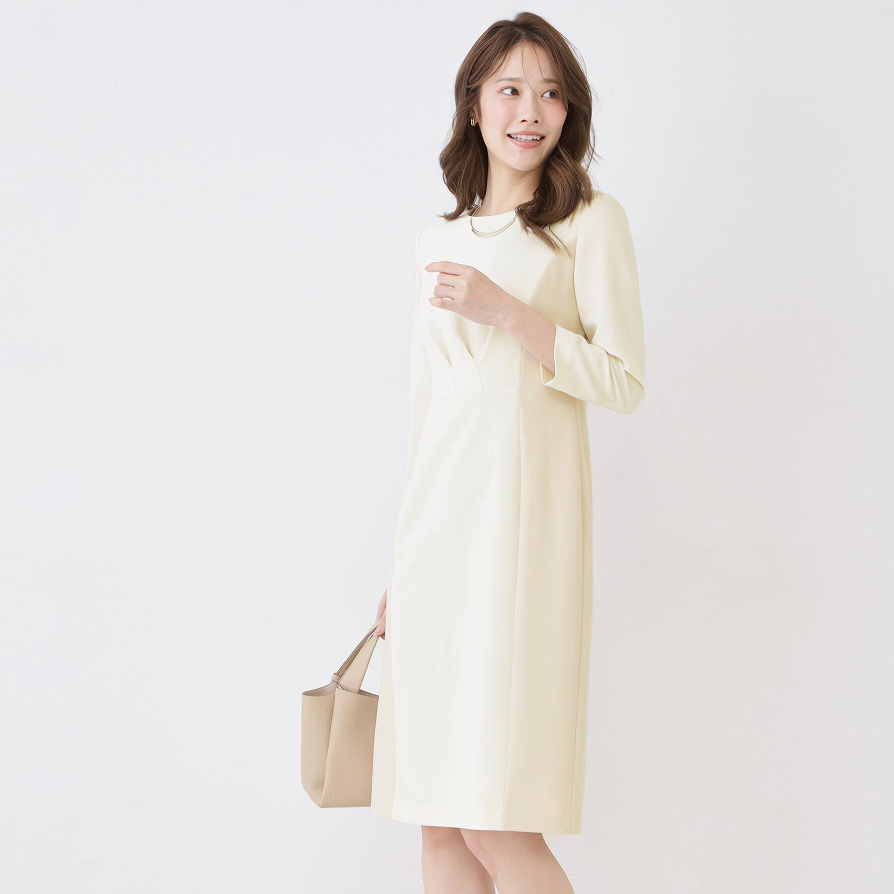 COUP DE CHANCE「【手洗い可／日本製】異素材組み合わせワンピース」|ワンピース|