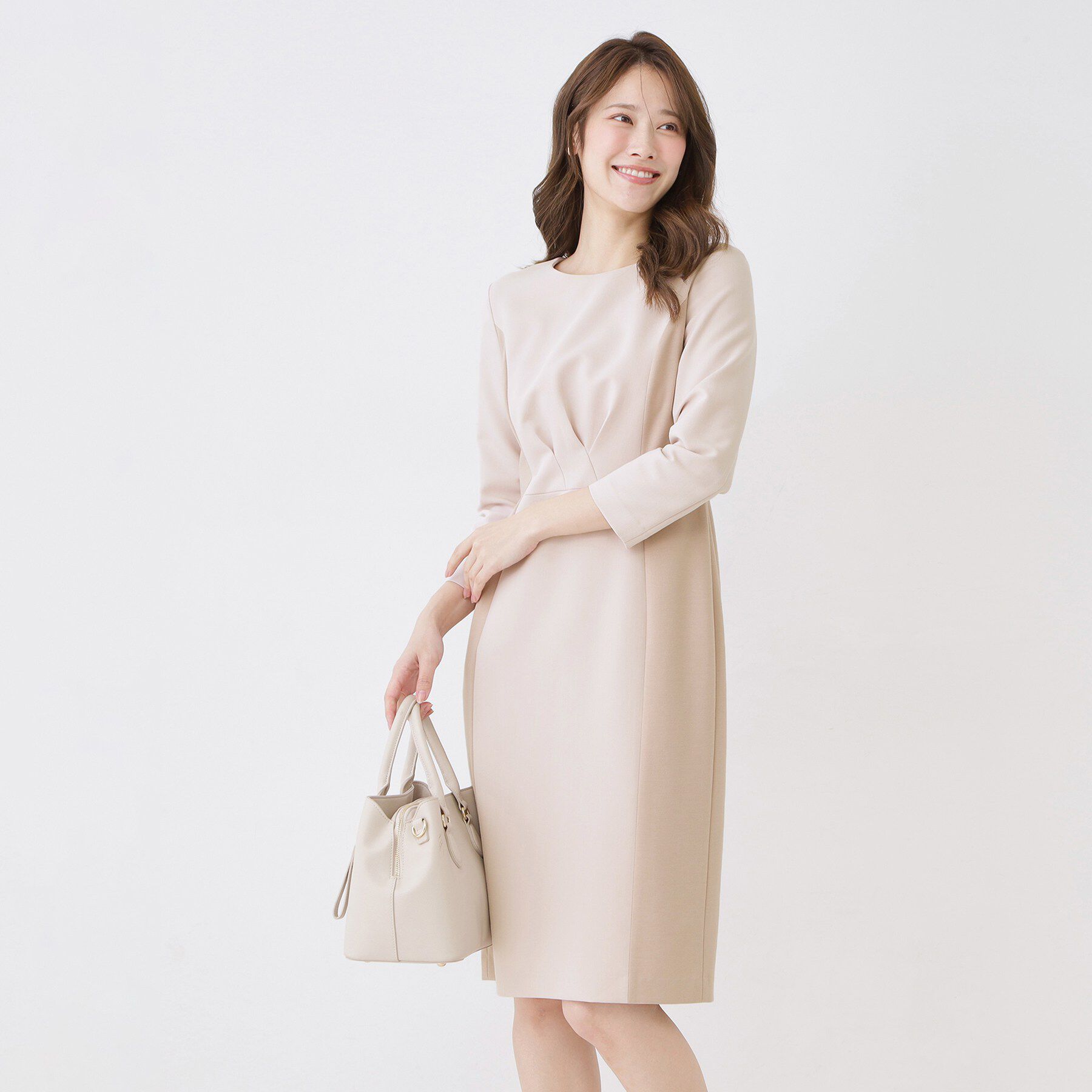 COUP DE CHANCE「【手洗い可／日本製】異素材組み合わせワンピース」|ワンピース|ライトピンク(070