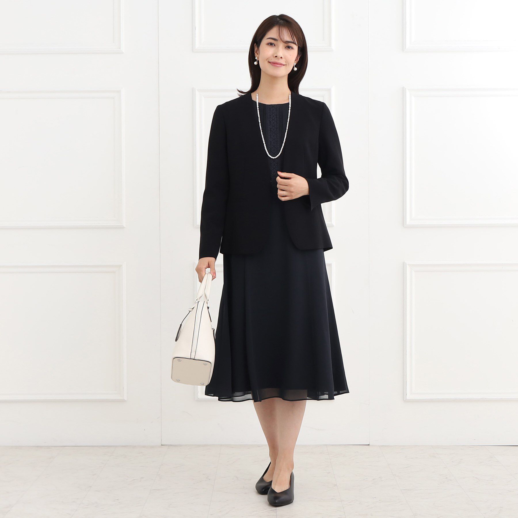 Reflect「【フォーマル/洗える】フロントレースジョーゼットワンピース」|ワンピース|