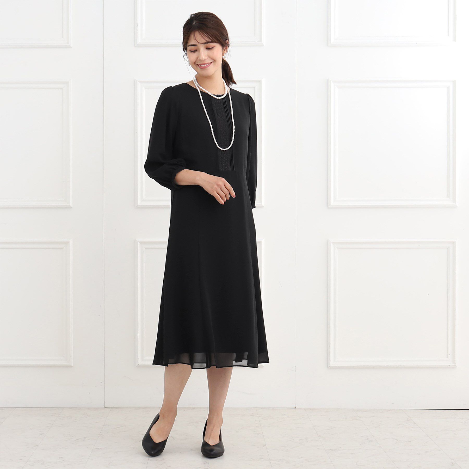 Reflect「【フォーマル/洗える】フロントレースジョーゼットワンピース」|ワンピース|