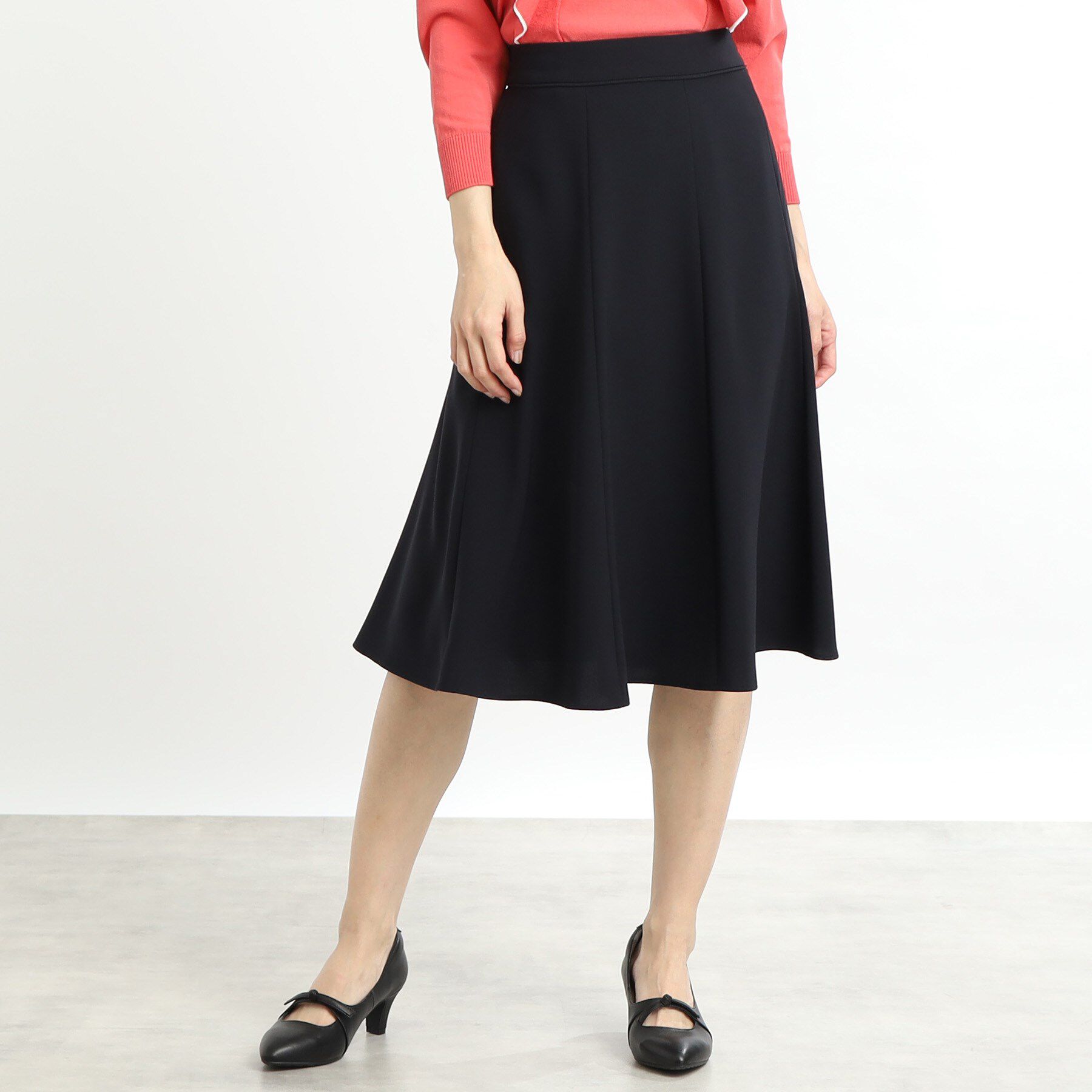 Reflect「【セットアップ可能】バックサテンフレアスカート」|スカート|ネイビー(094)