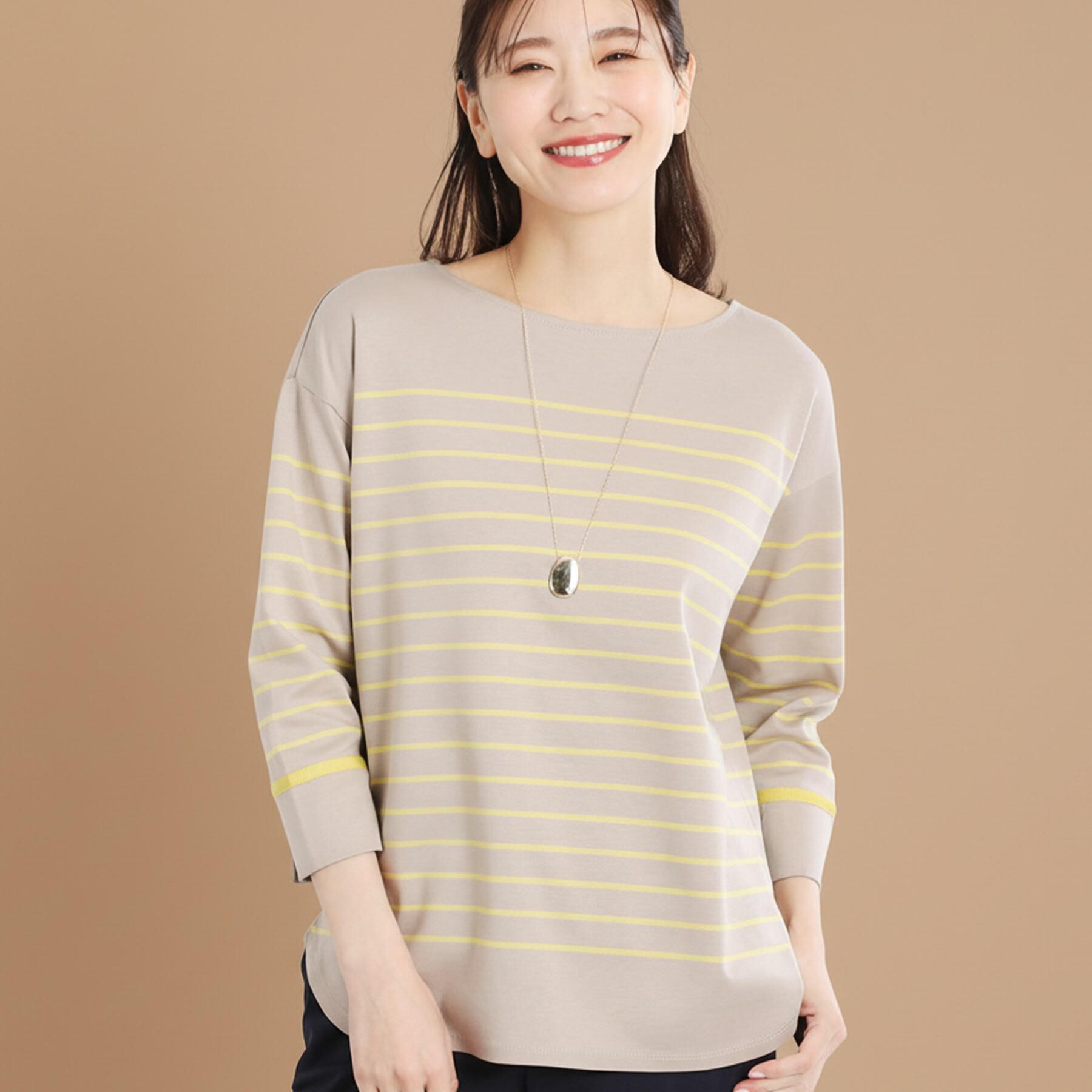 Reflect「【洗える】パネルボーダープルオーバー」|Tシャツ・カットソー|イエロー(331)