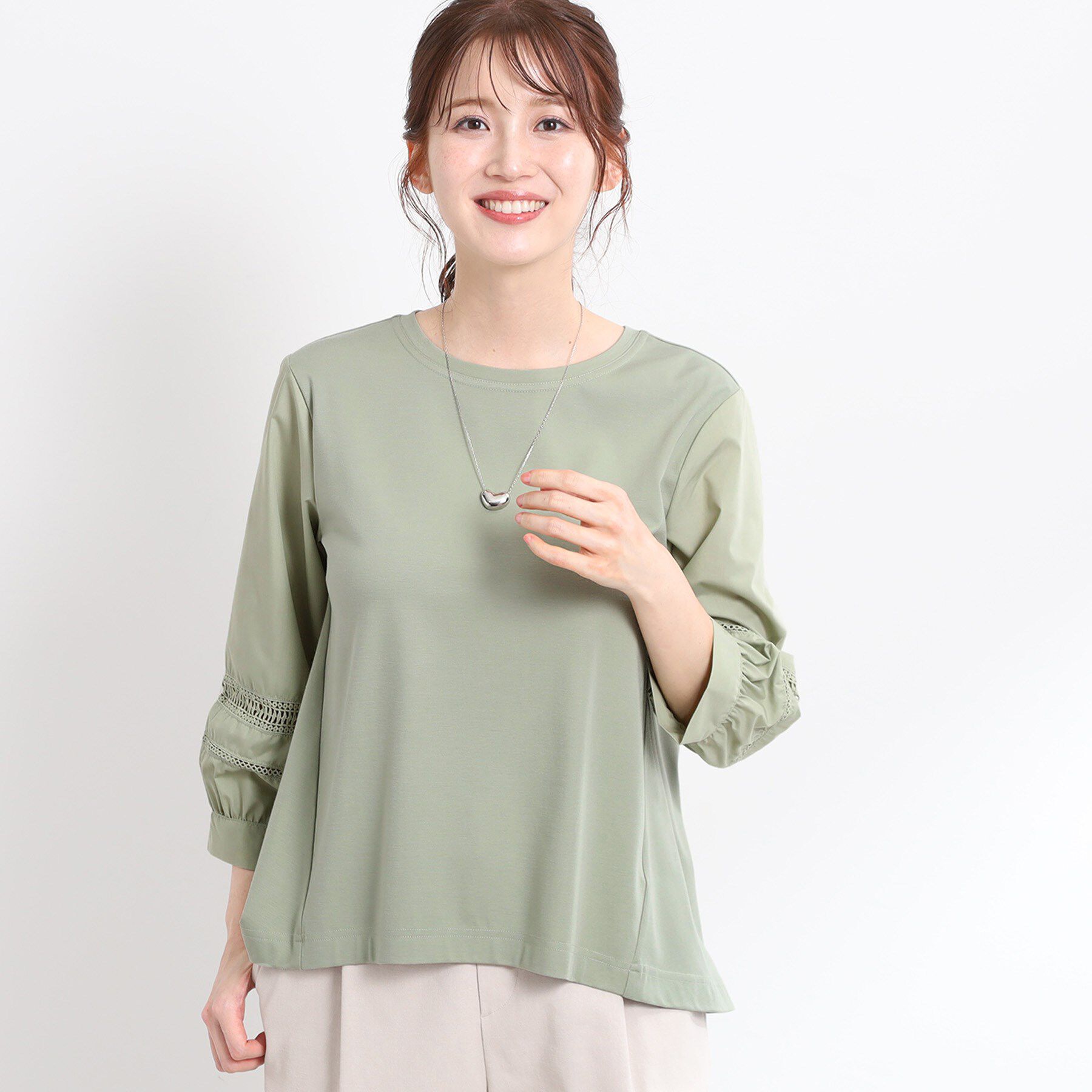 Reflect「【夏SALE／E‐QUALITY／手洗い可】レーススリーブブラウス」|Tシャツ・カットソー|