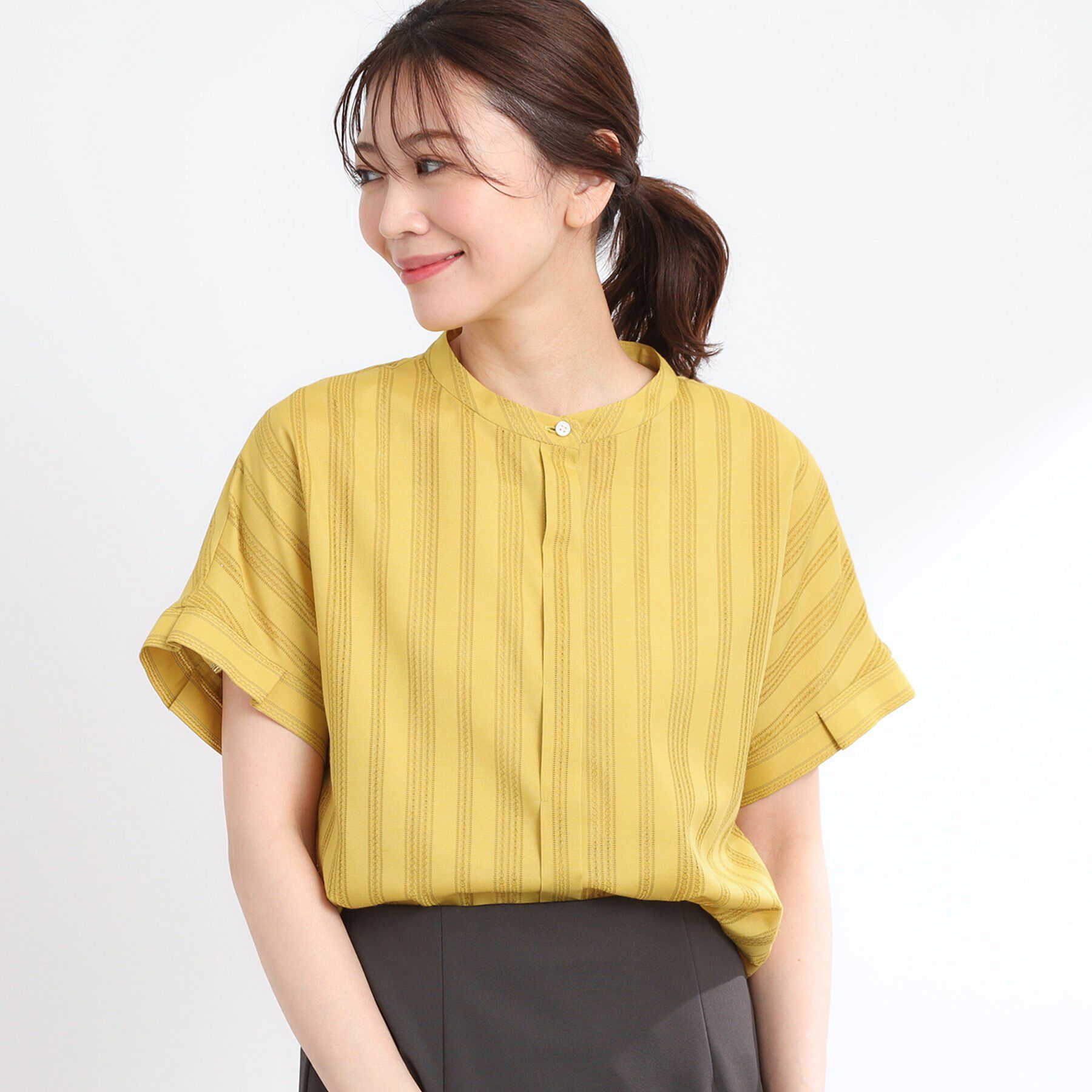 Reflect「【洗える】ドビーストライプブラウス」|シャツ・ブラウス|