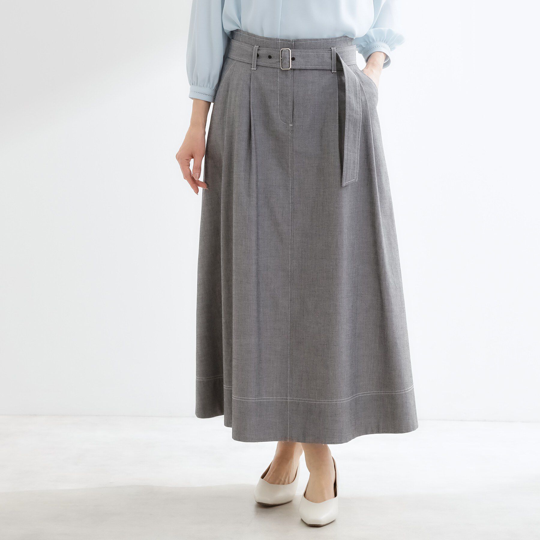 Reflect「ダンガリータックフレアスカート」|スカート|