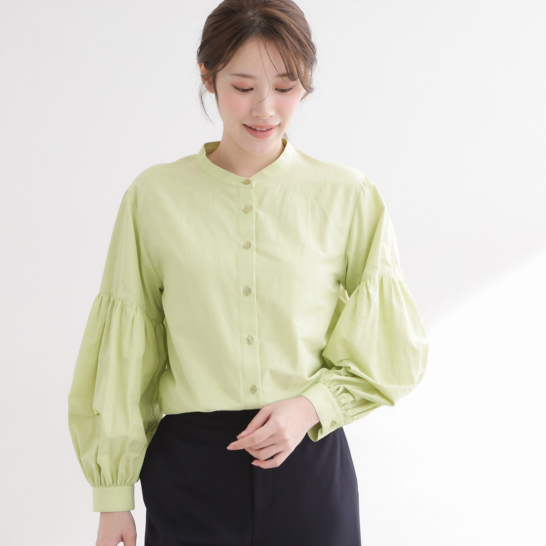 Reflect「【レイヤードにおすすめ◎】バンドカラーボリュームスリーブシャツ」|シャツ・ブラウス|