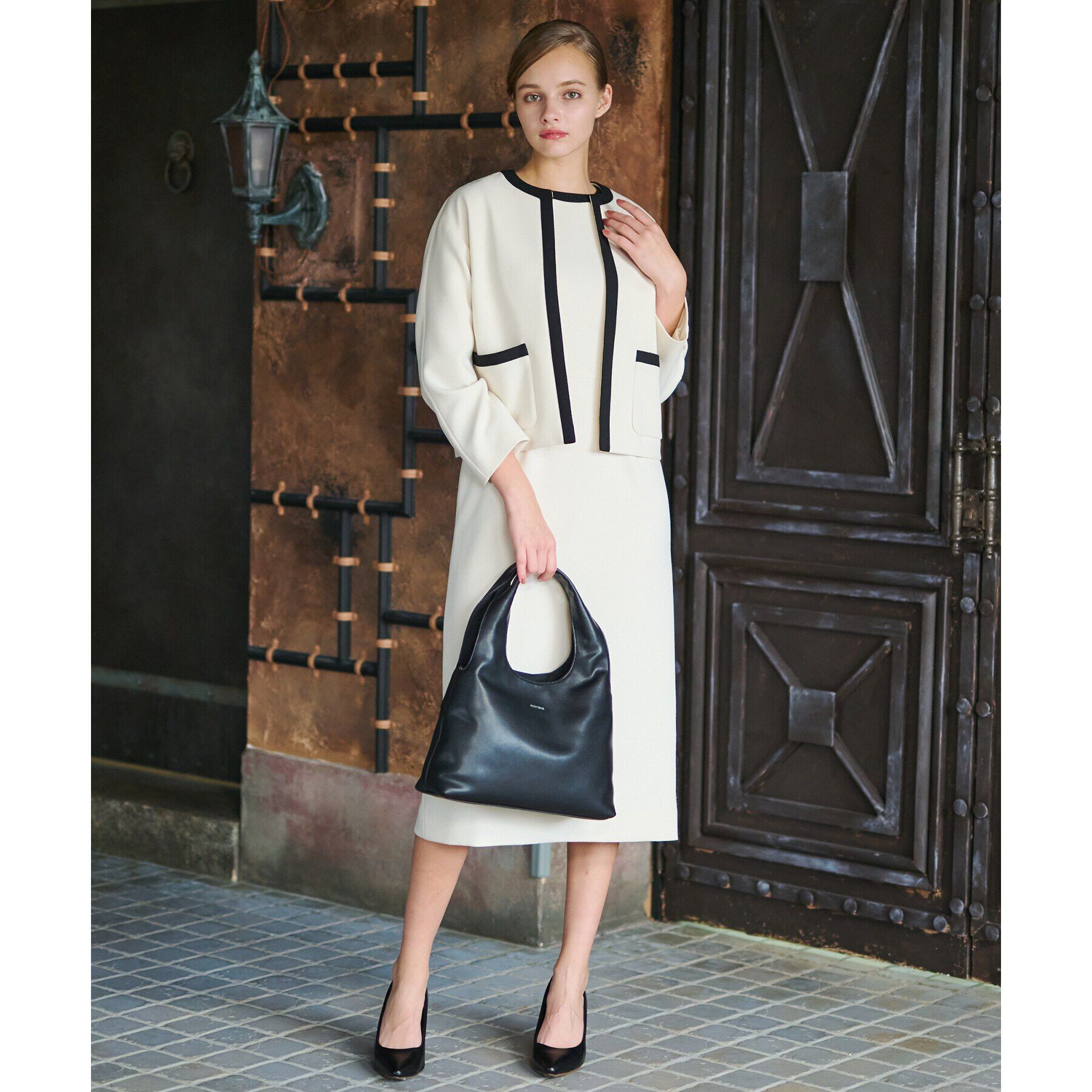 DRESSTERIOR「【セットアップ可】バイカラーショートジャケット」|ノーカラージャケット|