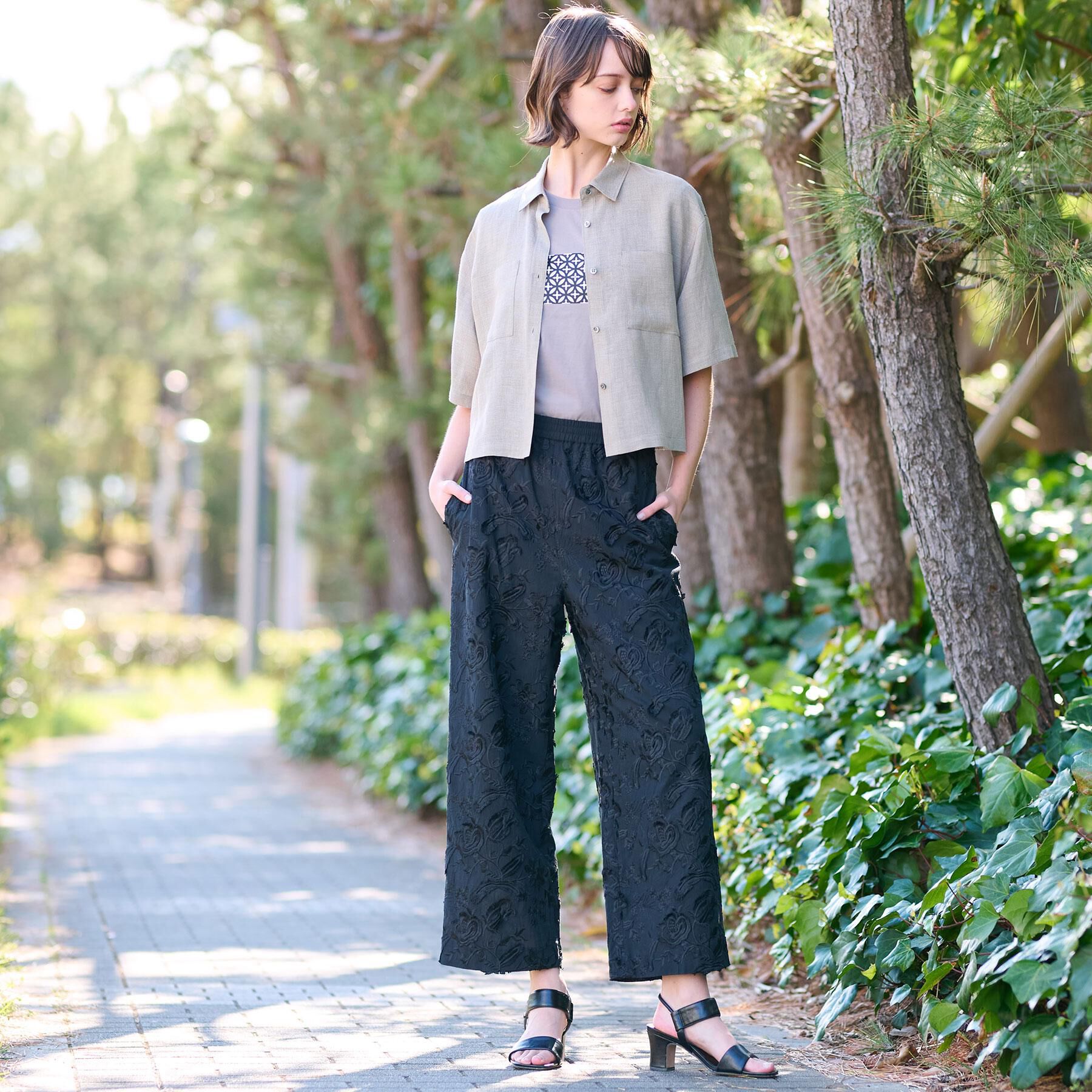 DRESSTERIOR「【トレンド/清涼感】ハーフスリーブクロップドシャツ」|シャツ・ブラウス|