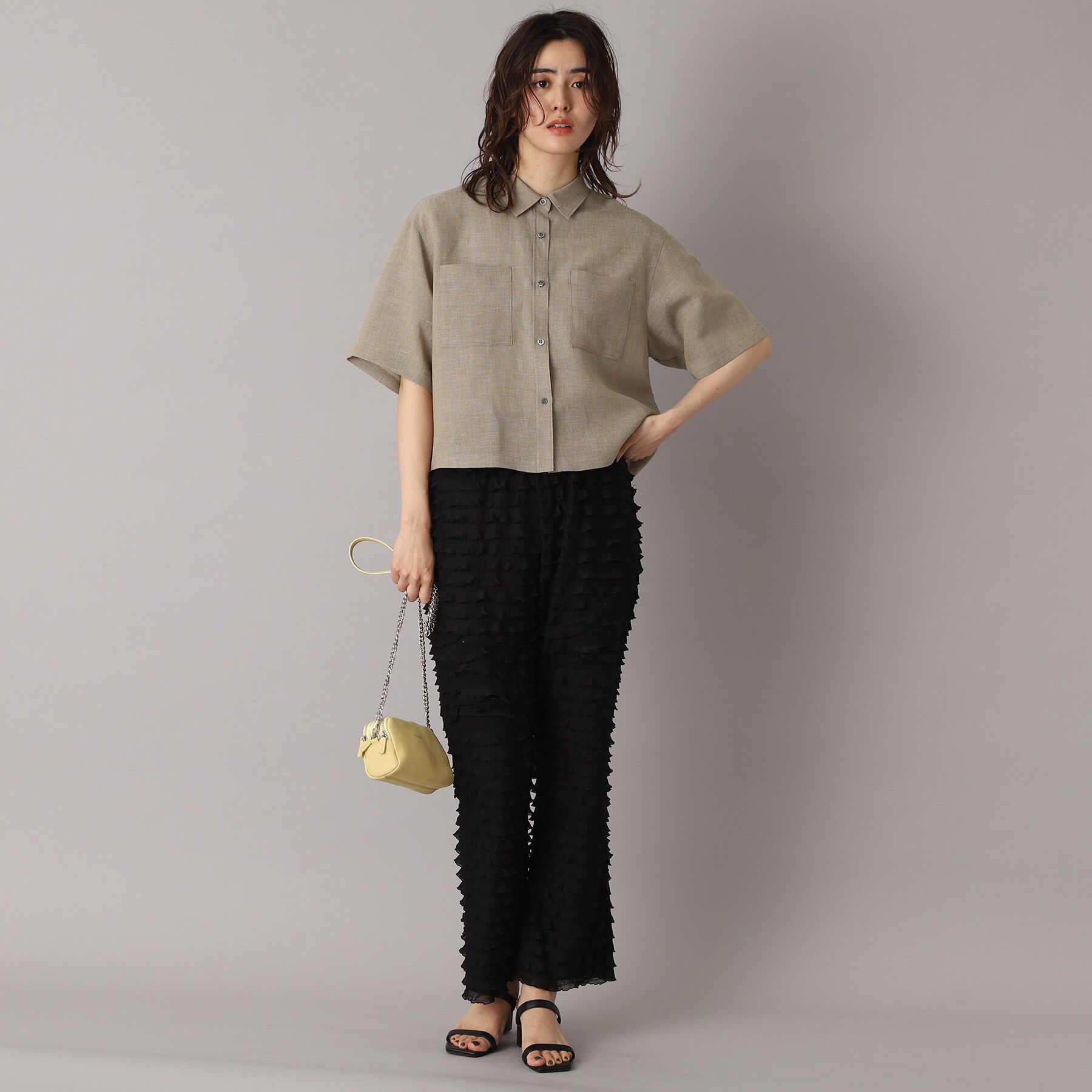 DRESSTERIOR「【トレンド/清涼感】ハーフスリーブクロップドシャツ」|シャツ・ブラウス|