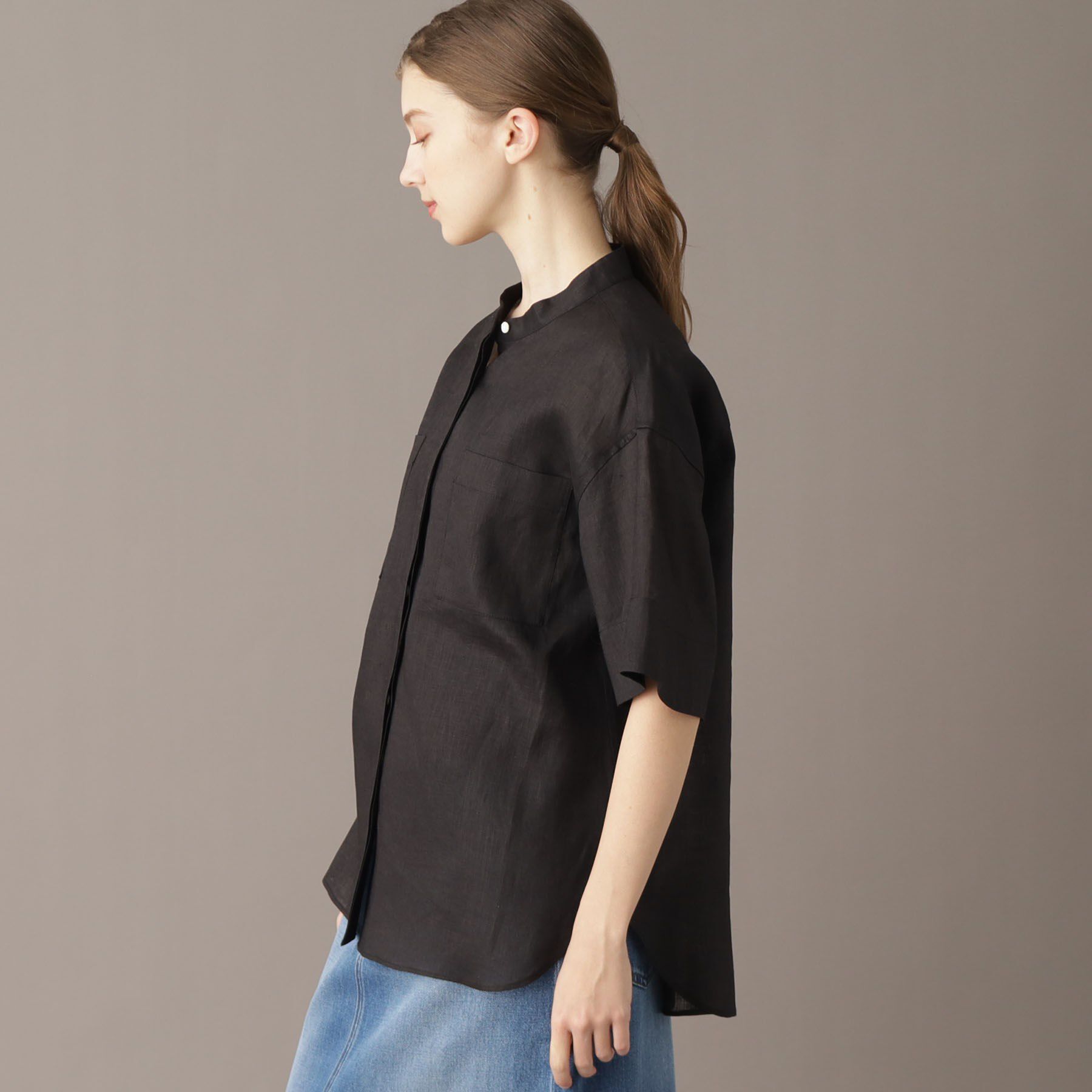DRESSTERIOR「【リネン100％/洗える】フレンチリネンハーフスリーブシャツ」|シャツ・ブラウス|