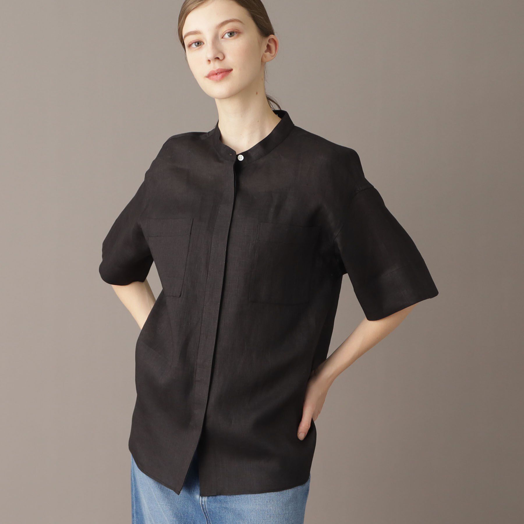 DRESSTERIOR「【リネン100％/洗える】フレンチリネンハーフスリーブシャツ」|シャツ・ブラウス|