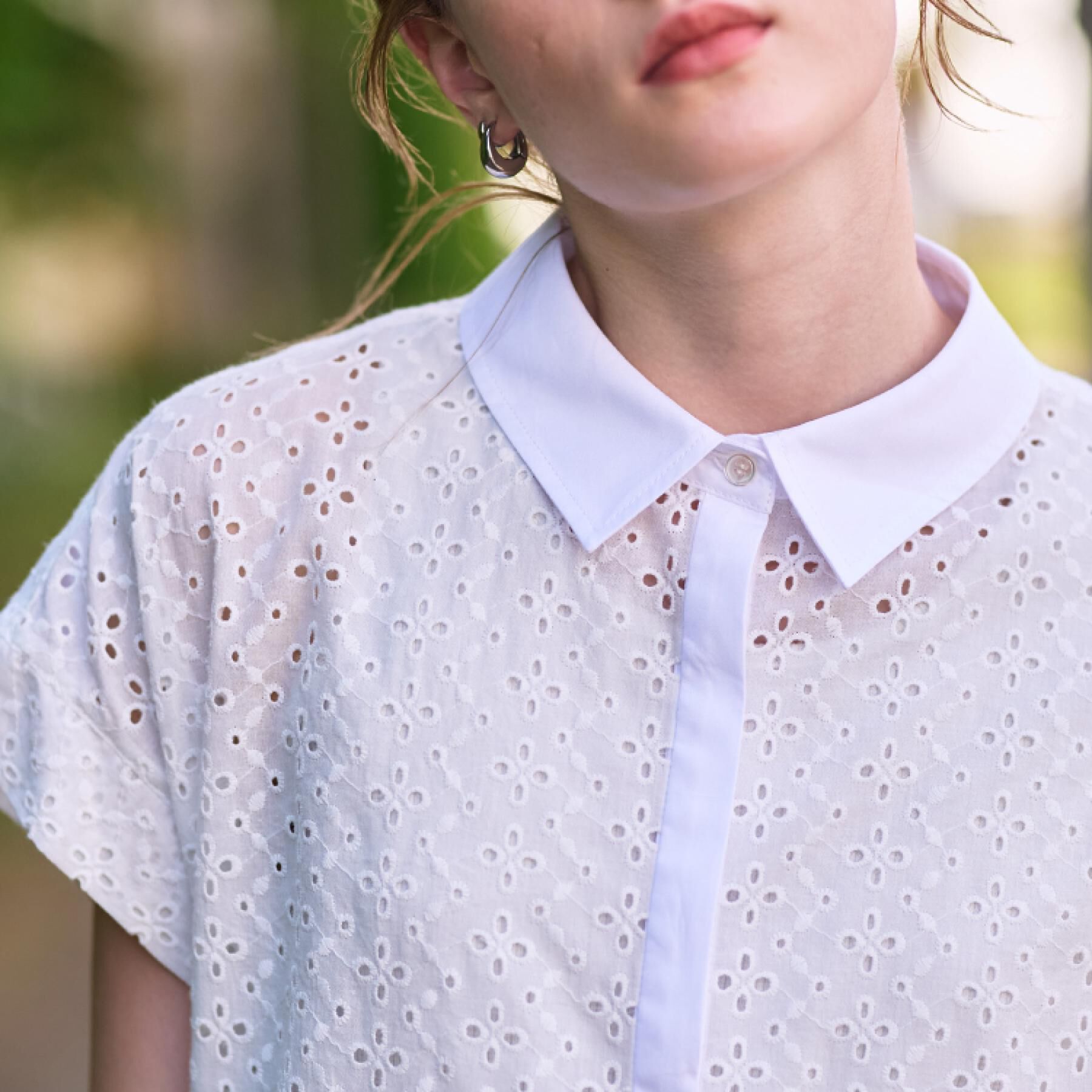 DRESSTERIOR「【洗える/コットン100％】イレギュラーヘムレースシャツ」|シャツ・ブラウス|