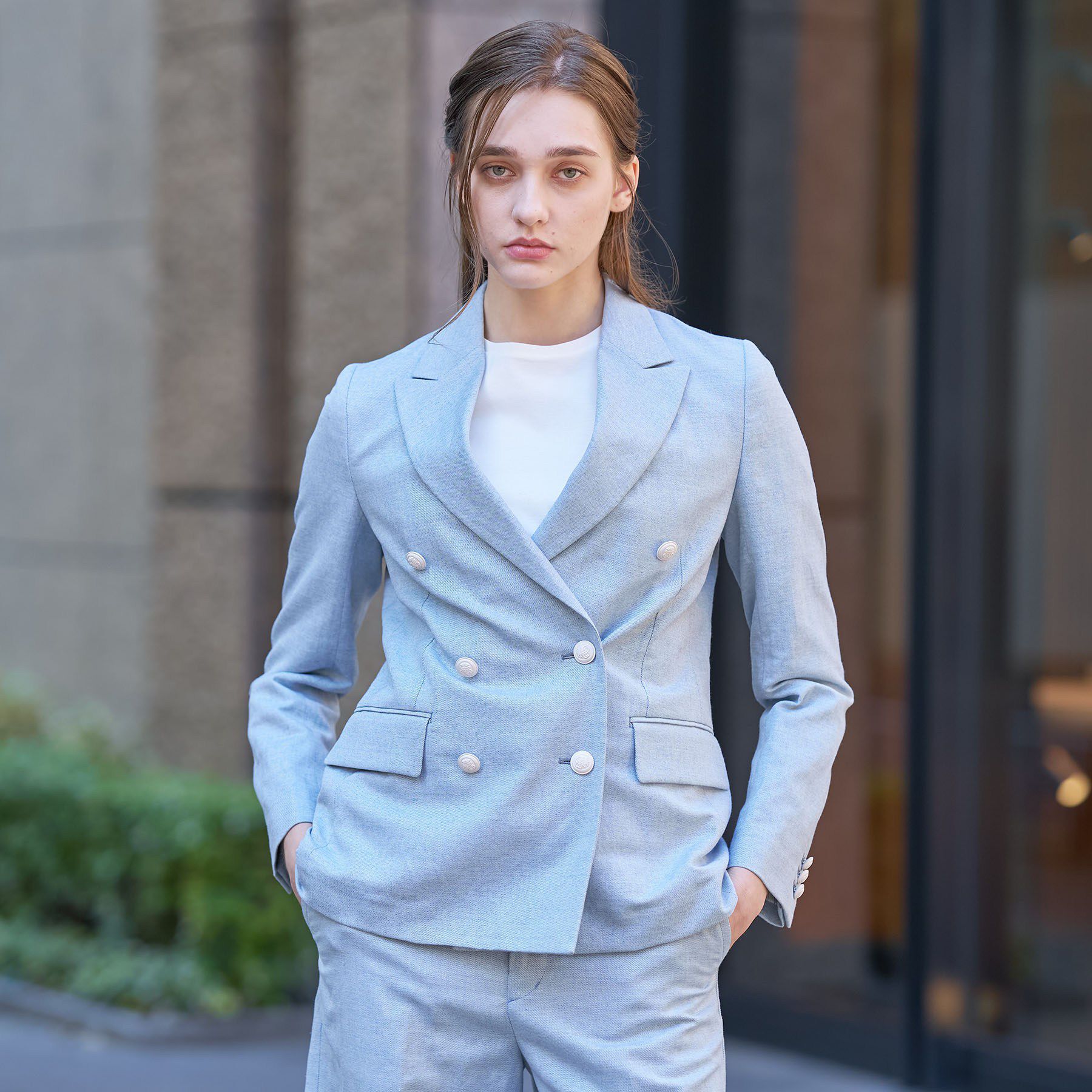 DRESSTERIOR「リネンブレンドWブレストジャケット」|テーラードジャケット|