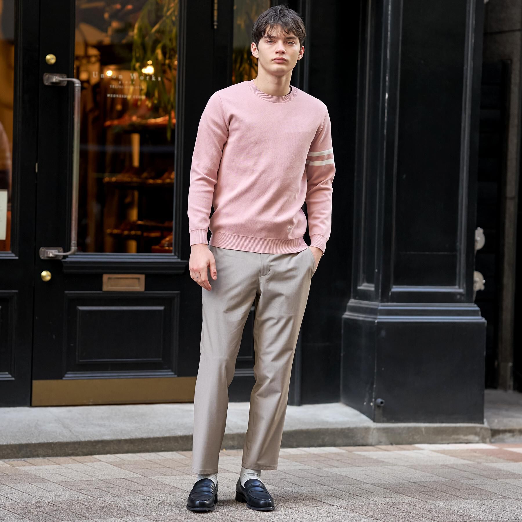 DRESSTERIOR「コットンスムース アームラインクルーネック」|ニット・セーター|