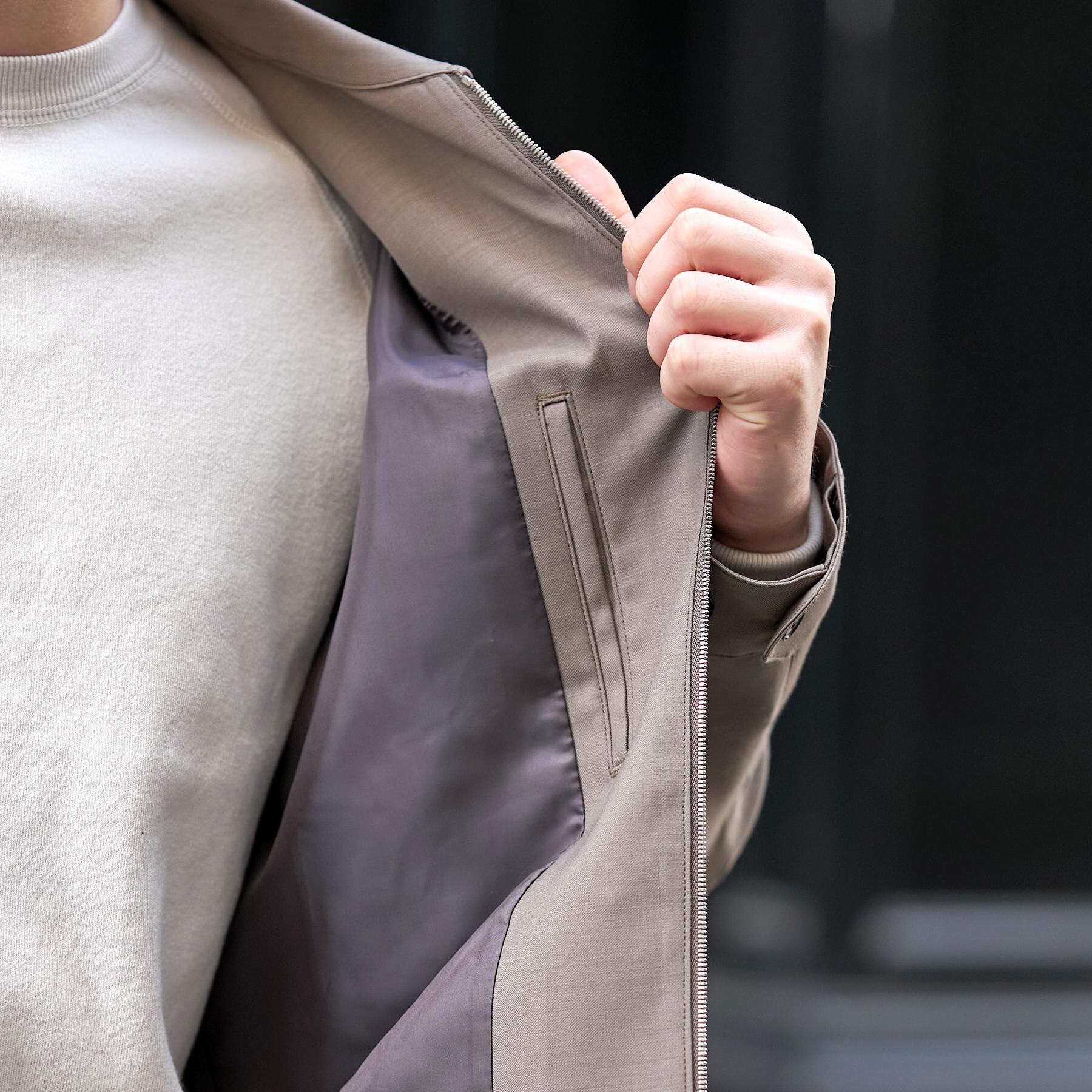 DRESSTERIOR「ウォッシャブル ウール混ハリントンジャケット」|ブルゾン・スタジャン|