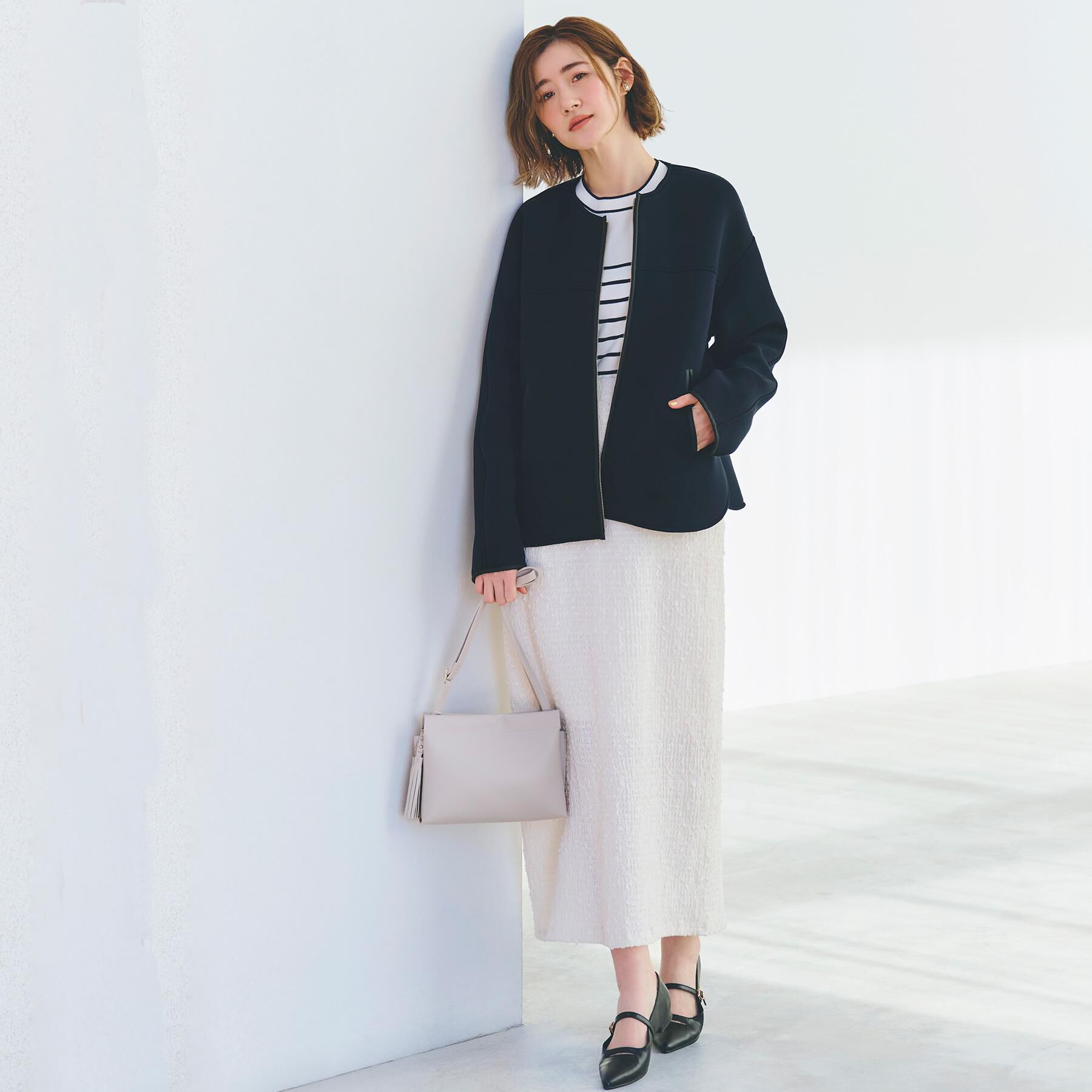 grove「ダンボールジャージパイピングブルゾン」|ブルゾン・スタジャン|