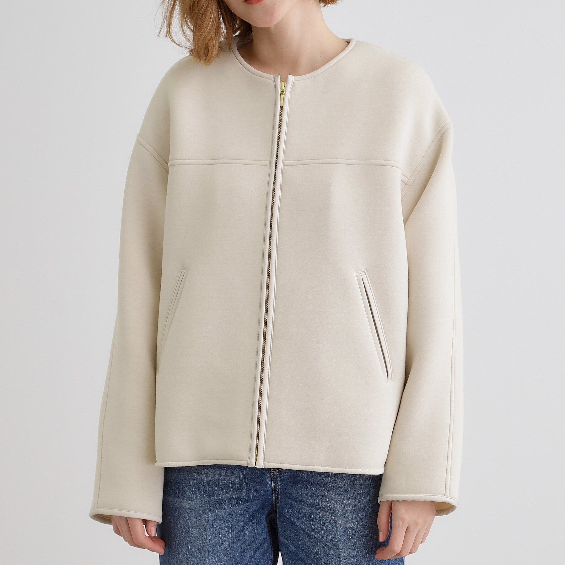 grove「ダンボールジャージパイピングブルゾン」|ブルゾン・スタジャン|